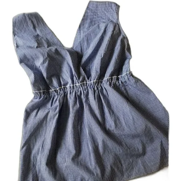Banana Republic Gingham Sleeveless Top Crossback Size Large 100% Cotton Brunch - Picture 1 of 6